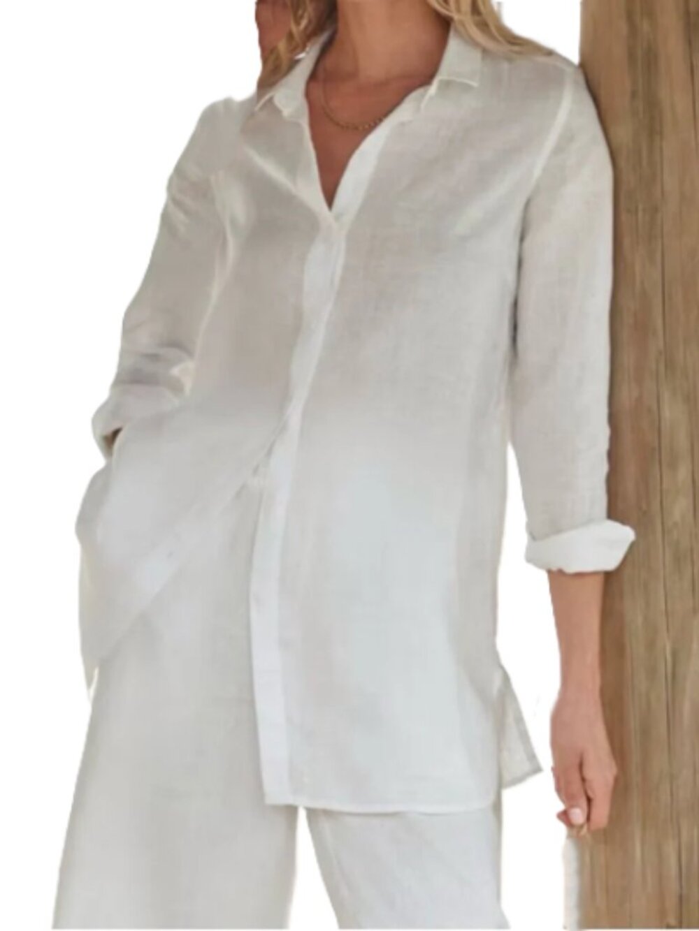 J. Jill White love Linen Tunic blouse Top size M